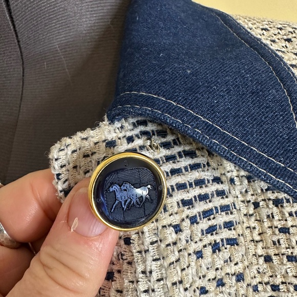 Escada Designer tweed blazer with denim accents size 34 - Picture 12 of 16